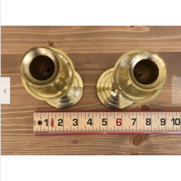 Set of 2 Spiral Base Brass Taper Candle Holders Candlesticks 7 - Picture 3 of 5
